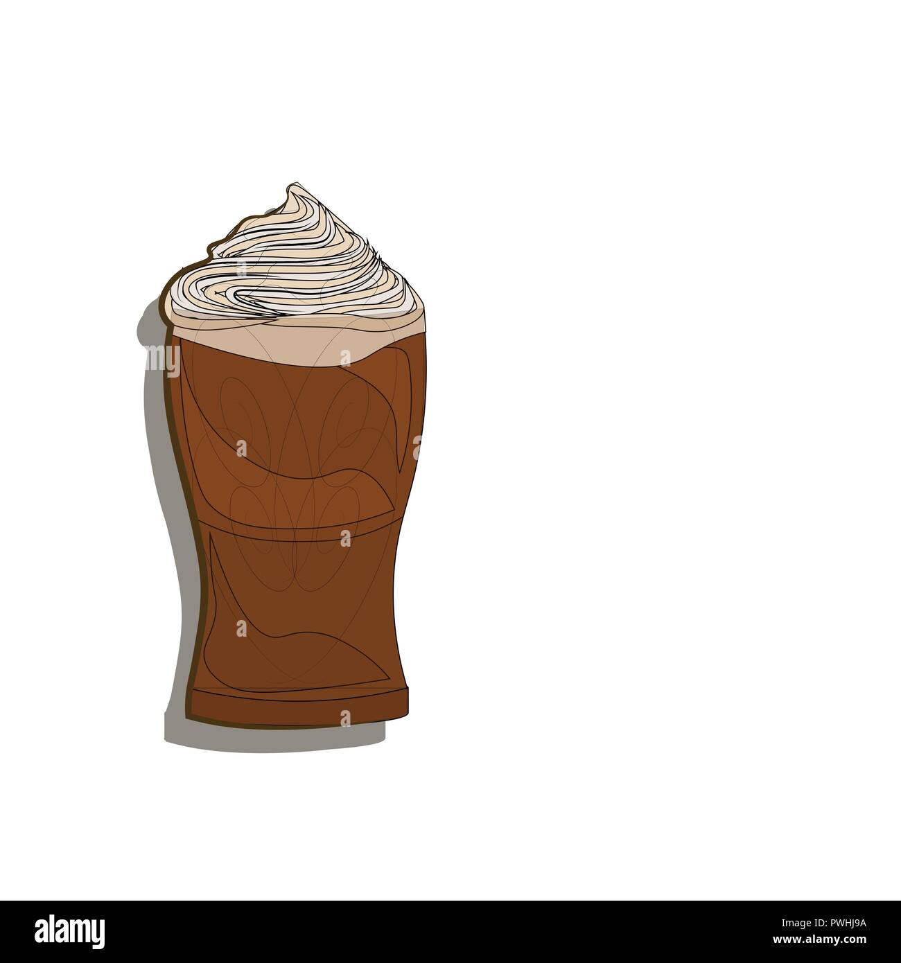 La crème glacée dessert au chocolat sur fond blanc fast food concept design plat Illustration de Vecteur
