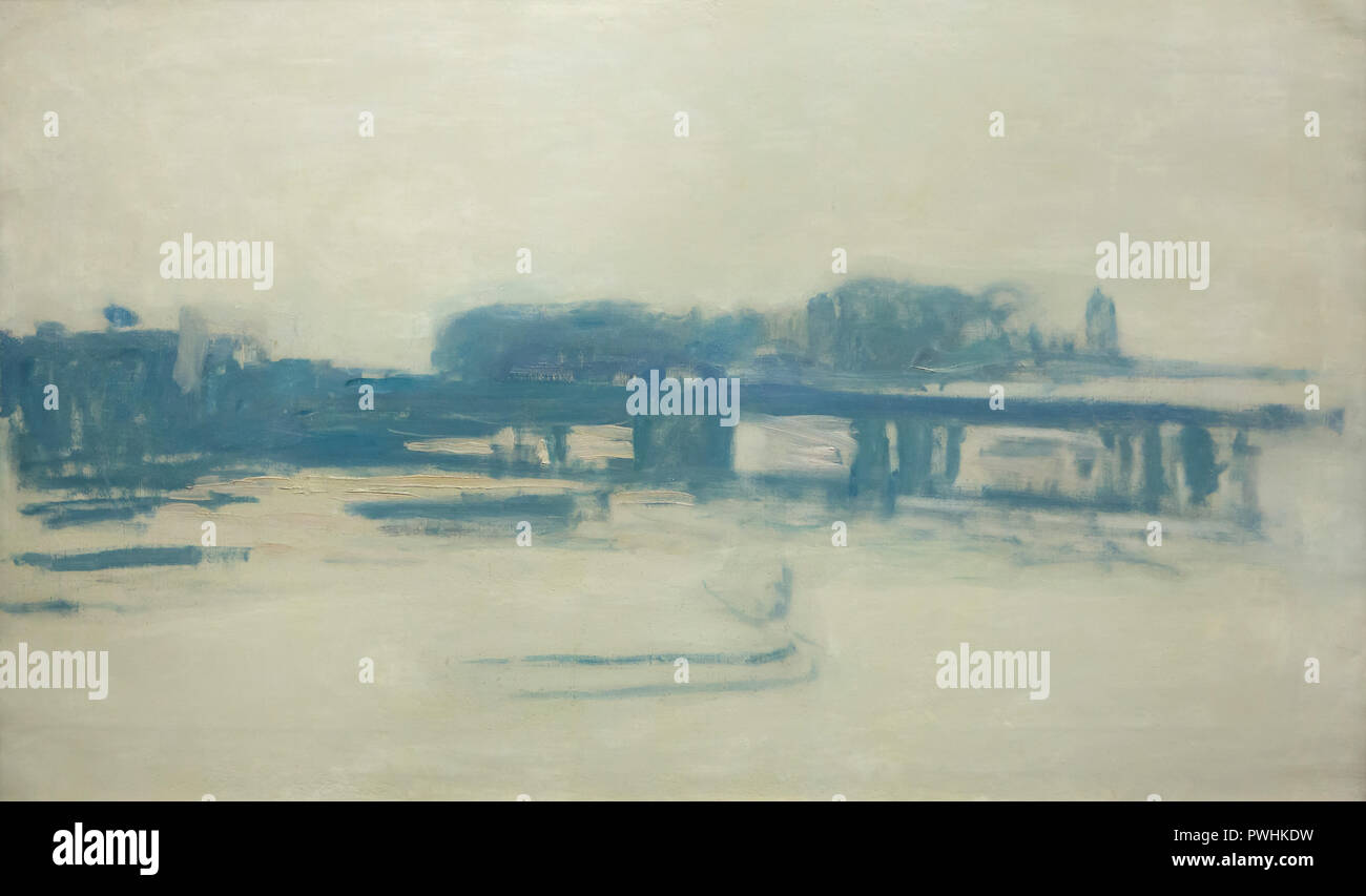 Peinture 'Charing Cross Bridge' (1899-1900) par le peintre impressionniste Claude Monet sur l'affichage à son exposition rétrospective à l'Albertina Museum de Vienne, en Autriche. L'exposition consacrée au fondateur de la peinture impressionniste français s'exécute jusqu'à 6 janvier 2019. Banque D'Images