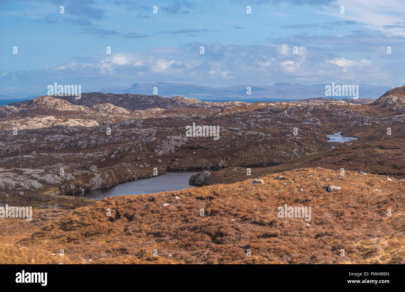 Lacs et des baies dans le paysage de l'île de Harris, Scotland, UK Banque D'Images