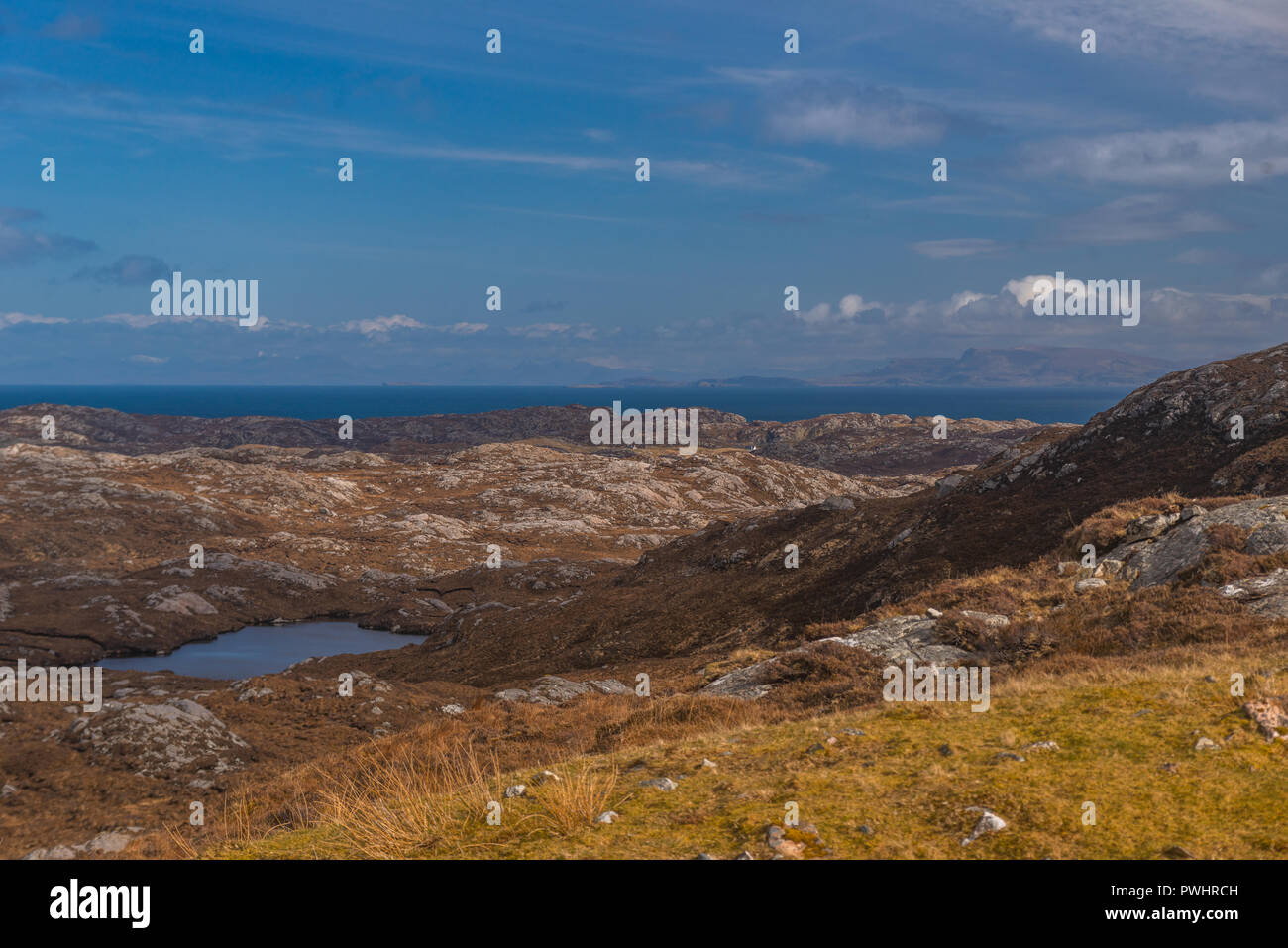 Lacs et des baies dans le paysage de l'île de Harris, Scotland, UK Banque D'Images