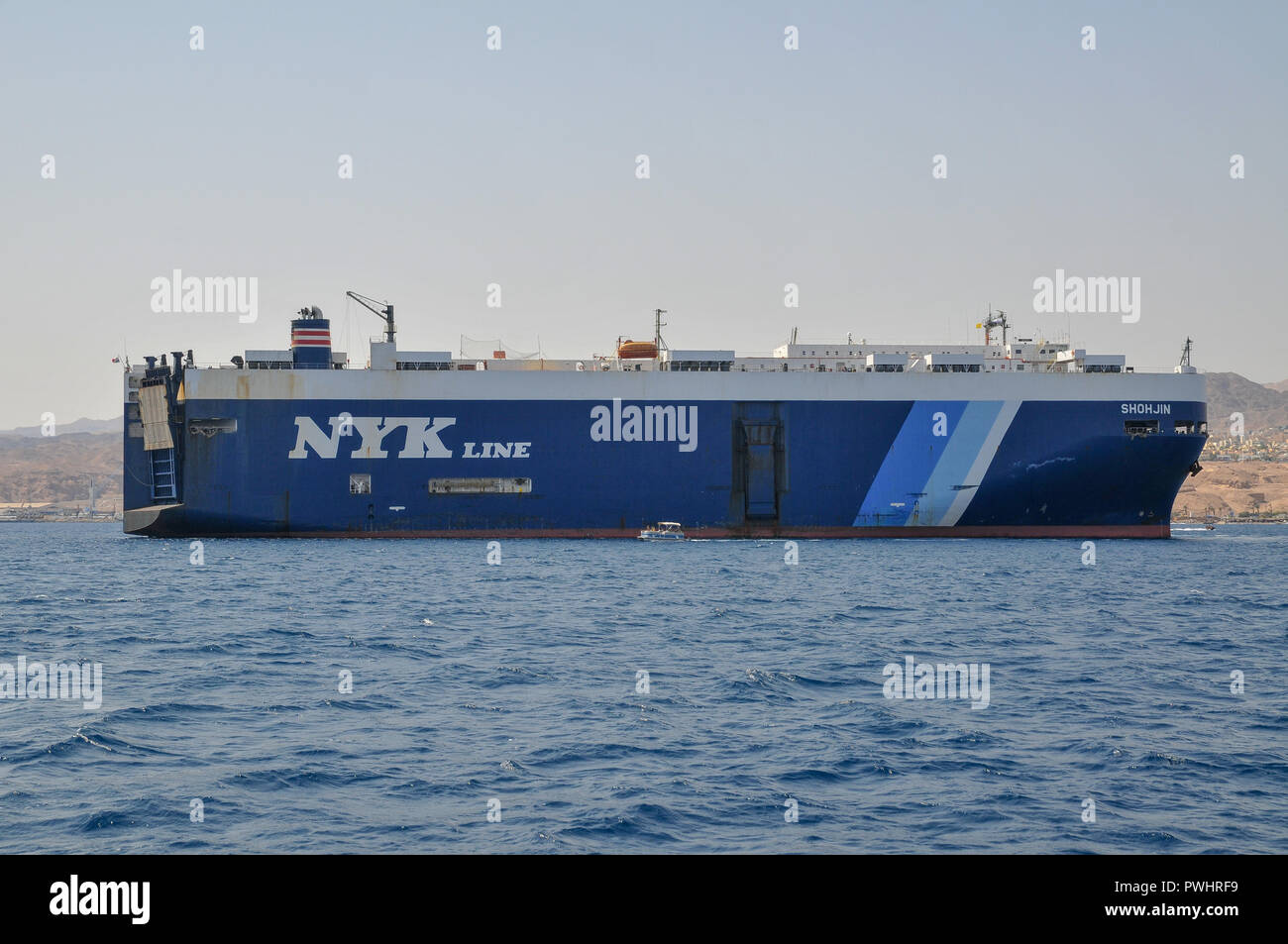 Navires dans le port d'Eilat sur la mer Rouge, Israël Banque D'Images