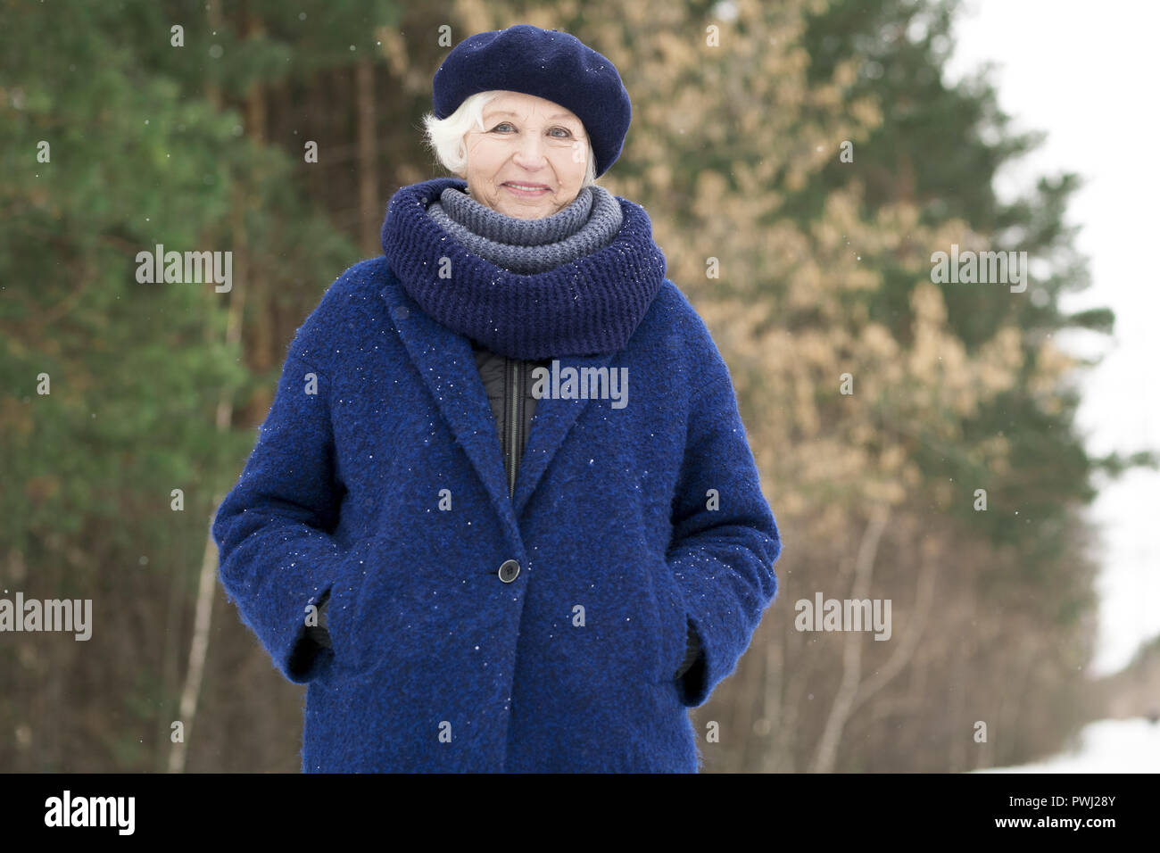 Senior femme élégante en hiver Banque D'Images