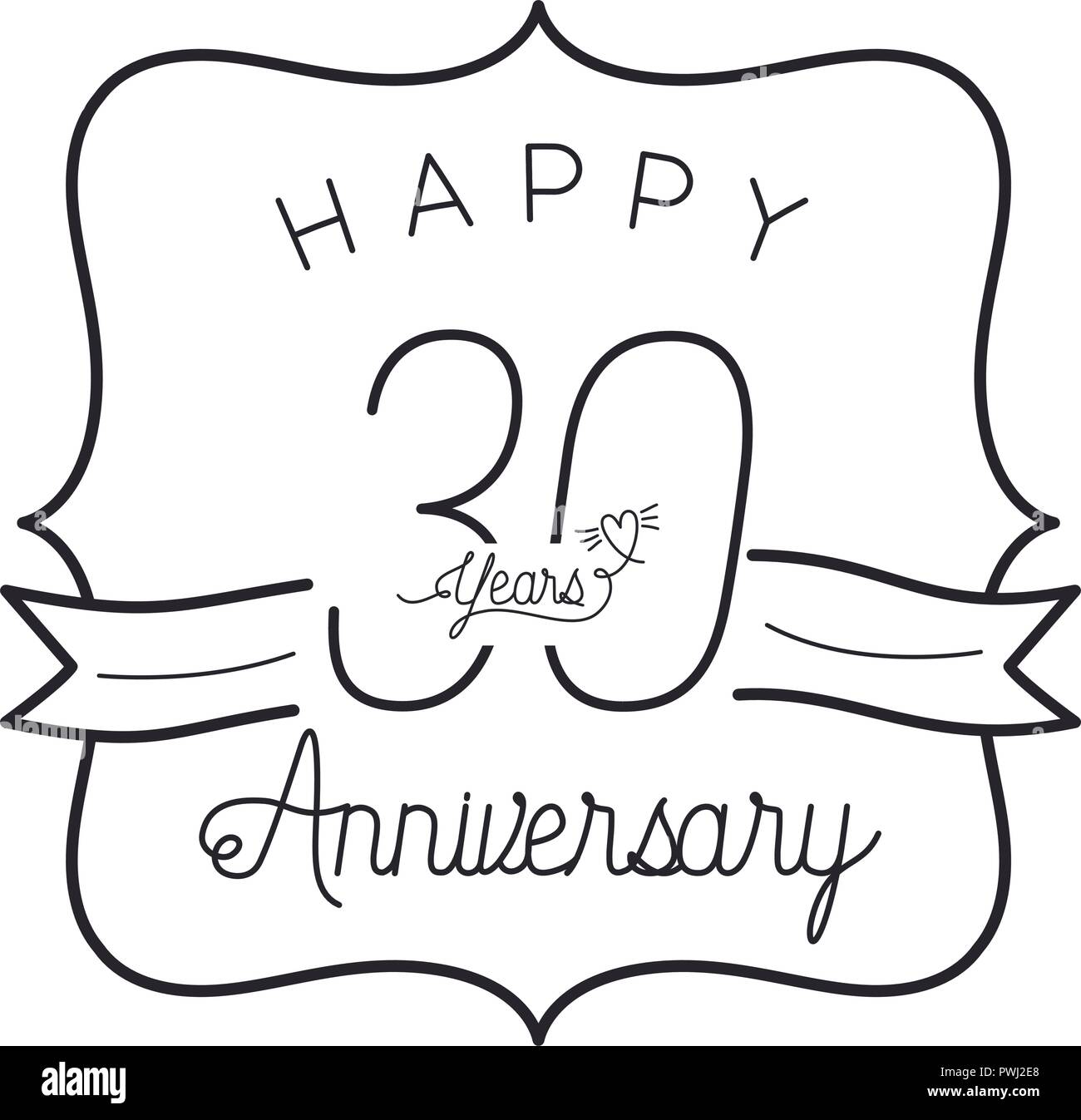 Numero 30 Pour L Anniversaire De L Icone De Carte Image Vectorielle Stock Alamy