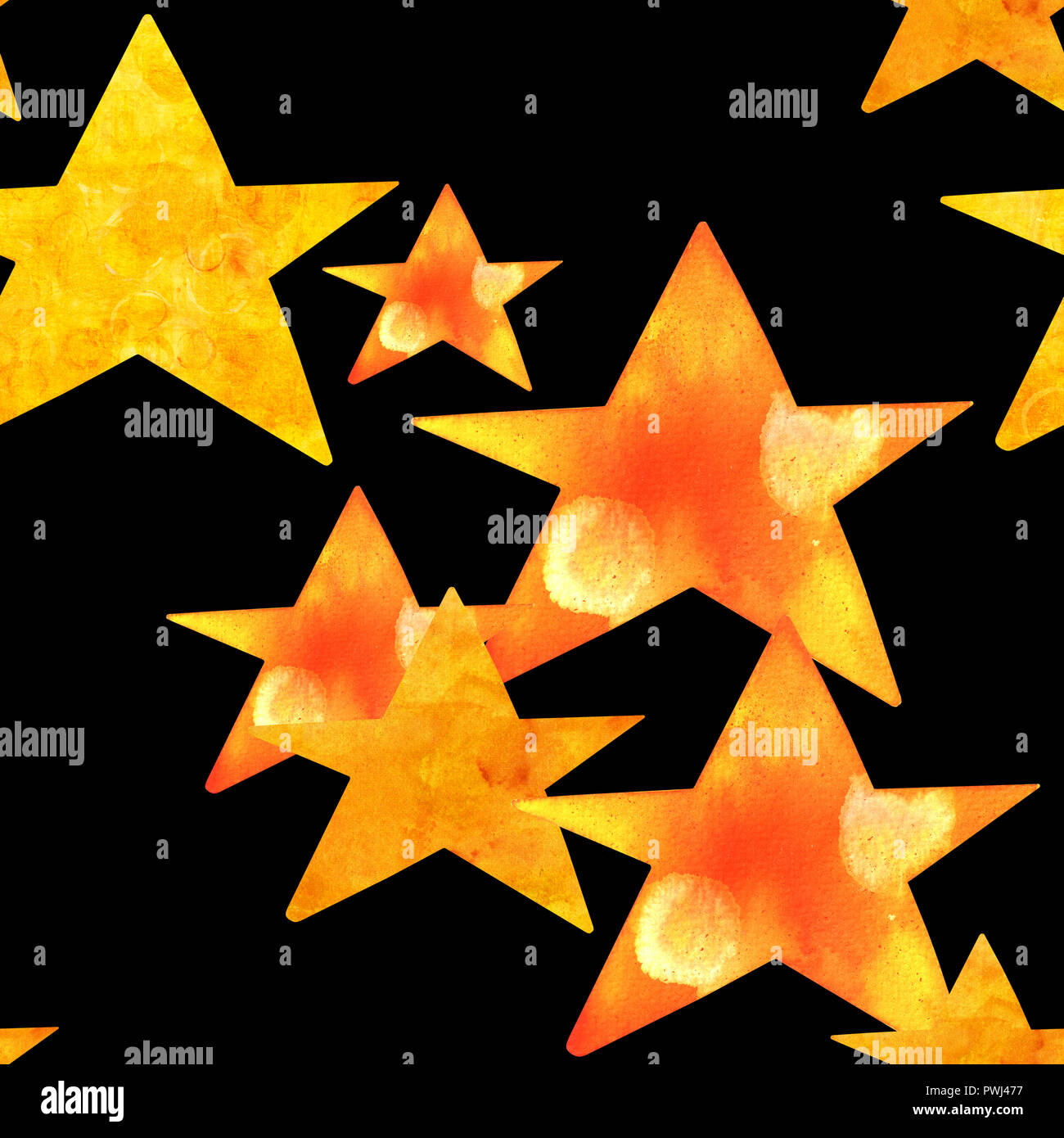 Un Modèle Sans Couture Avec Jaune Daquarelle étoile Sur Un