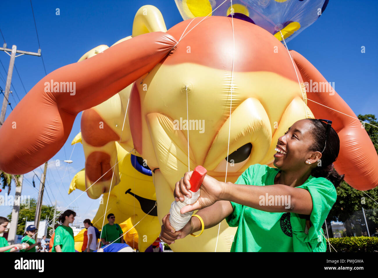 Miami Florida,Little Havana,Calle Ocho,Eighth th th th Street,Tres Reyes Magos,Three Kings Day Parade,festival hispanique,ballon,flotteur,gonflable,Africain noir Banque D'Images