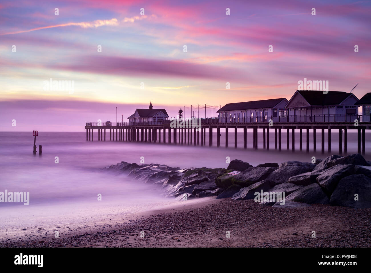 Jetée de Southwold, Suffolk, East Anglia, Royaume-Uni Banque D'Images