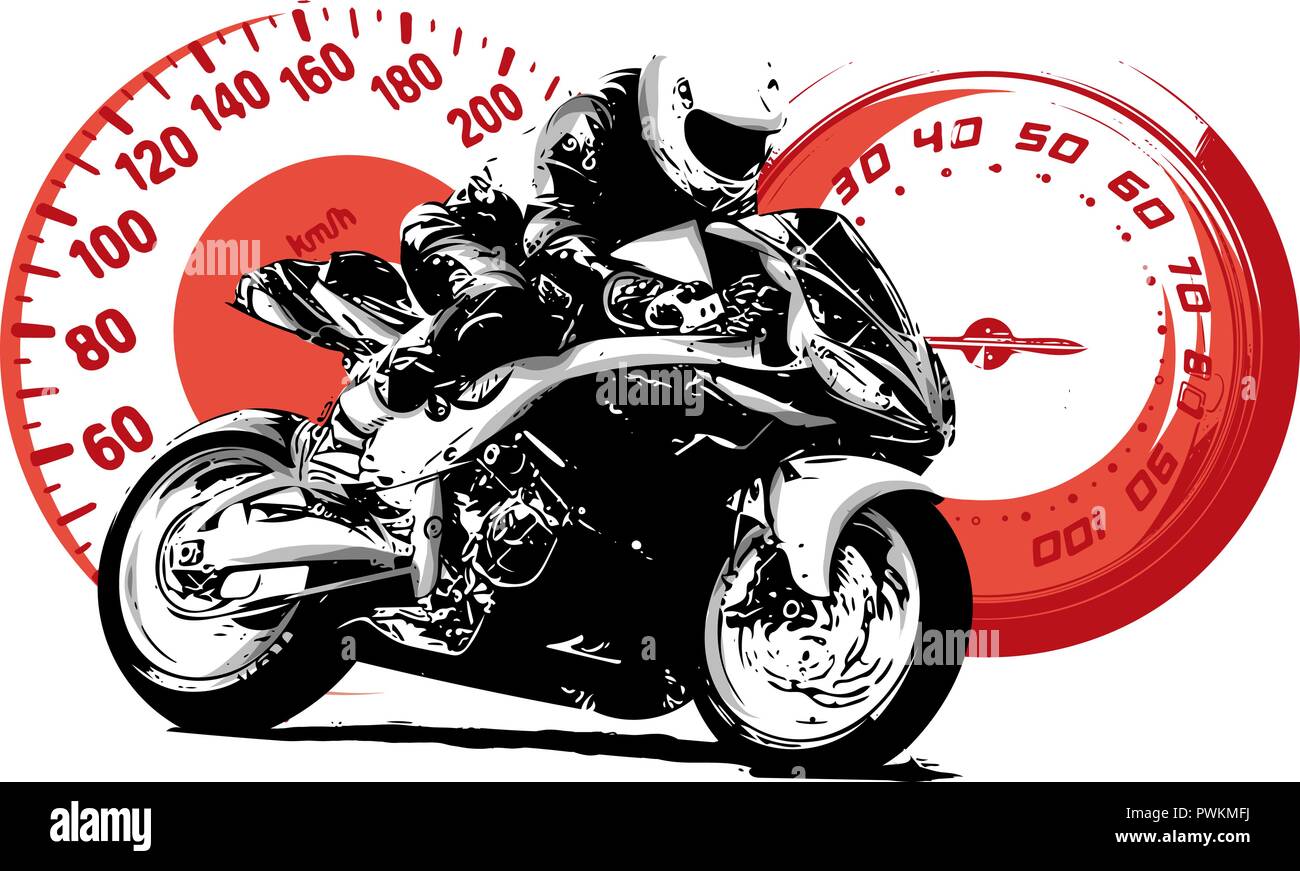 Un motard, abstract vector silhouette. La course moto route Illustration de Vecteur