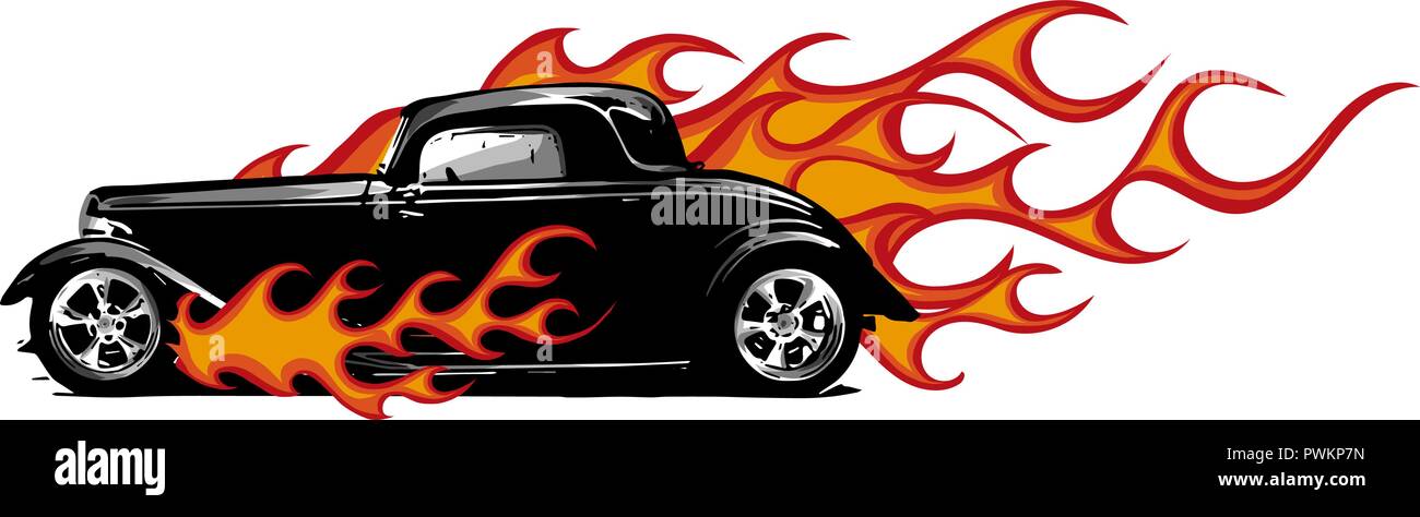 Vintage car, hot rod garage, hotrods,voiture voiture old school, Illustration de Vecteur