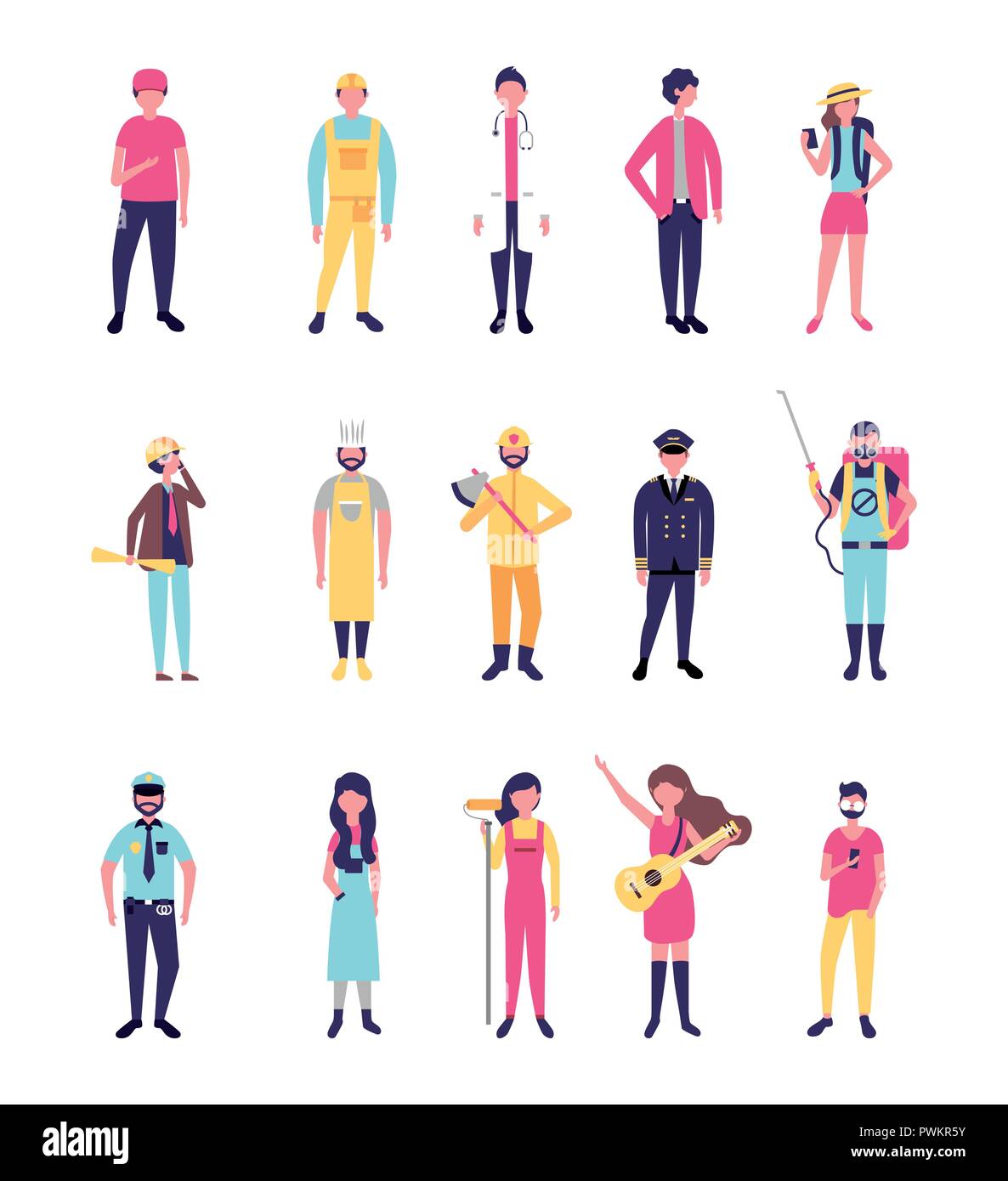 Vêtements de travail professionnels professions personnes corporate vector illustration Illustration de Vecteur