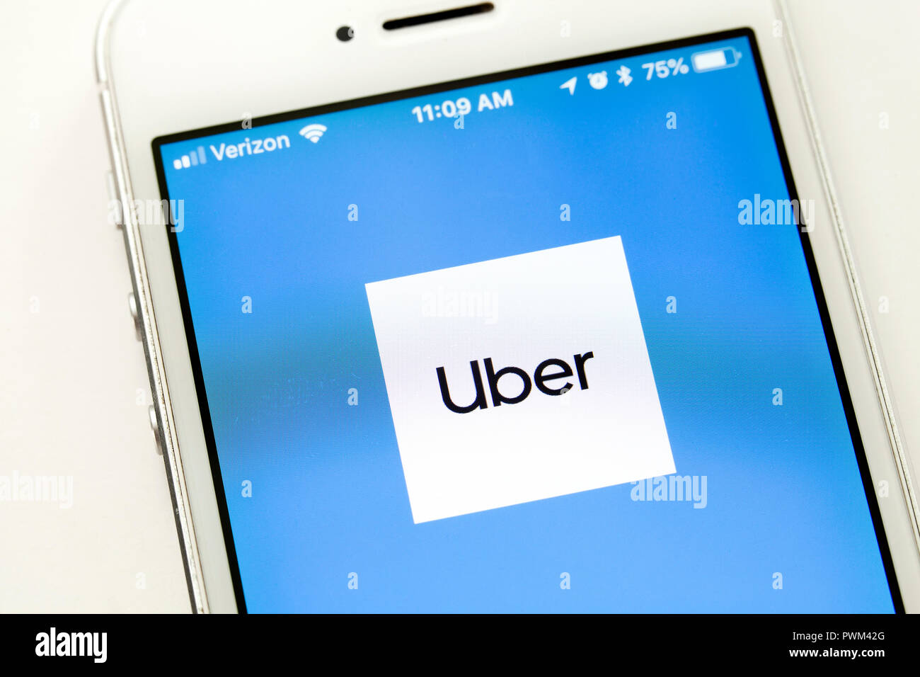 Sur l'écran de l'iPhone app Uber - USA Banque D'Images