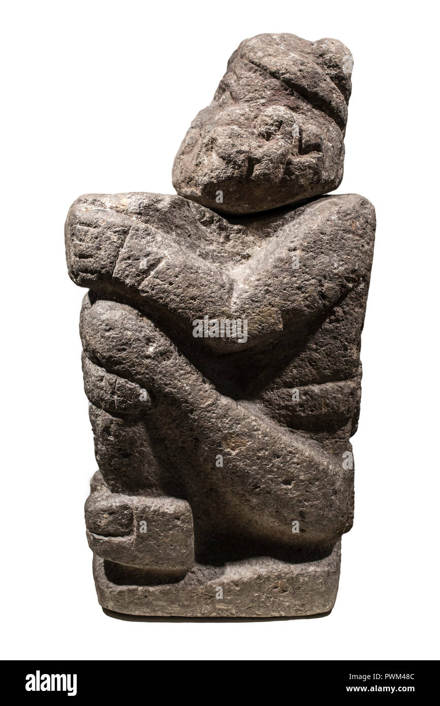 Madrid, Espagne - Septembre 8th, 2018 : porte-drapeau de la culture Mayan-Toltec sculpture, Musée des Amériques, Madrid, Espagne Banque D'Images