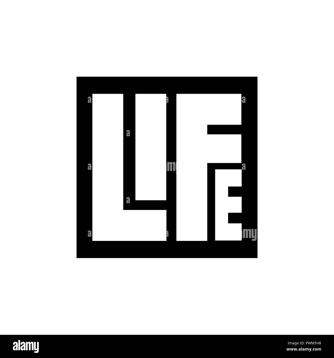 La vie Carré noir Logo Lettrage Éléments du gabarit Illustration de Vecteur