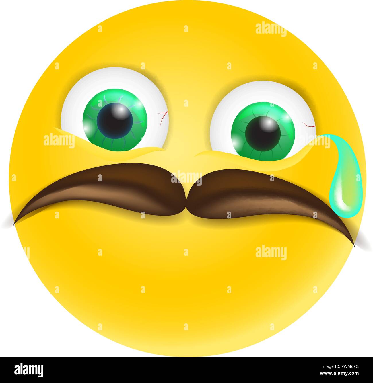 Pleurer Avec Moustache Emoji émoticone Triste Vecteur