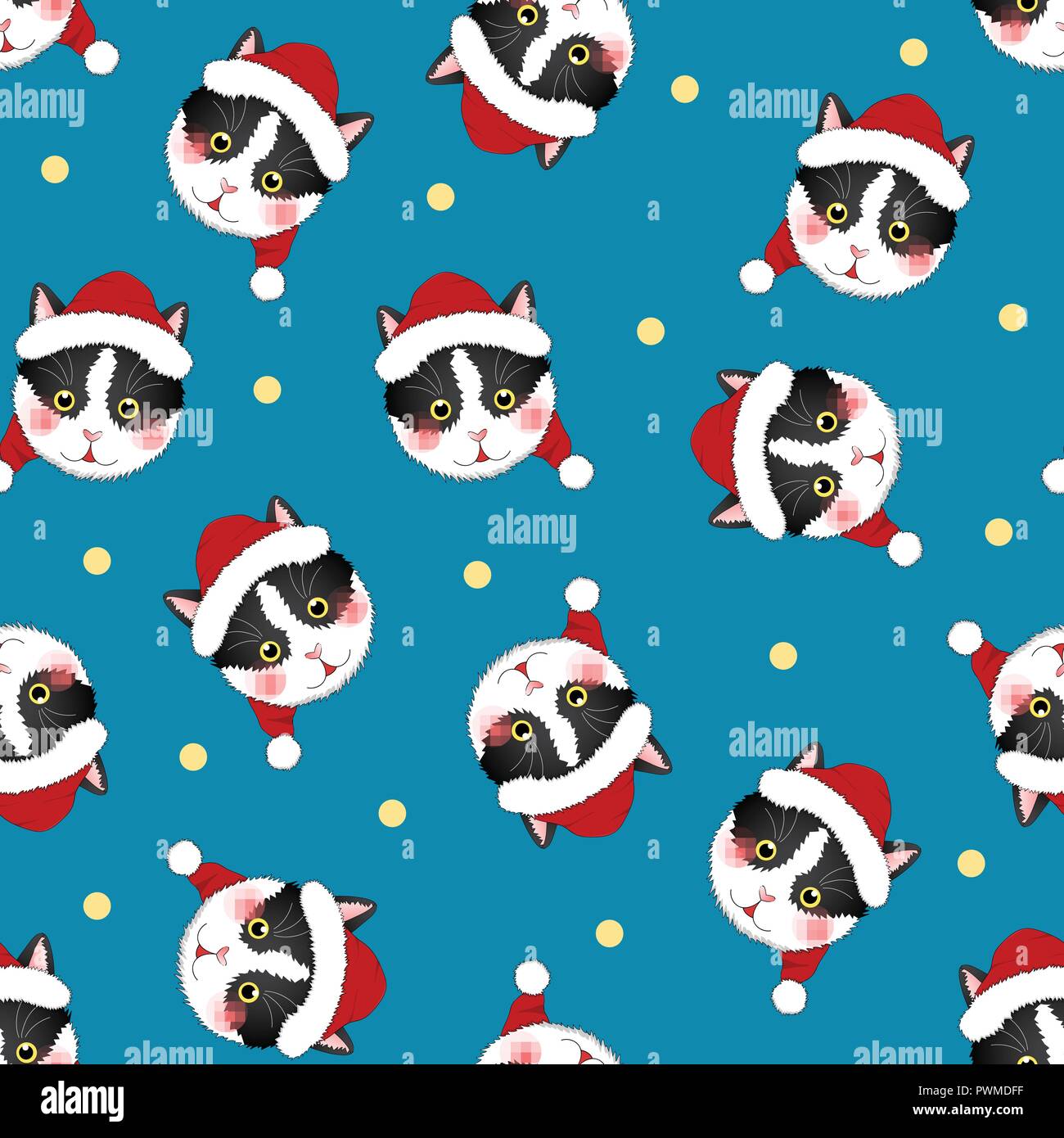 Le Pere Noel Noir Chat Blanc Sur Fond Bleu Indigo Vector Illustration Image Vectorielle Stock Alamy