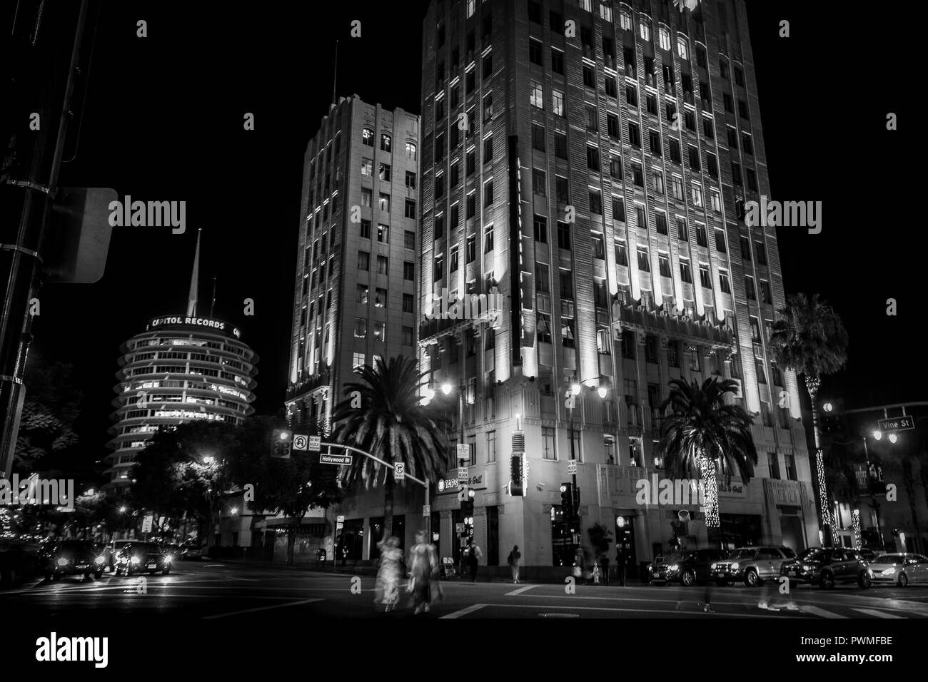 Hollywood & Vine, Hollywood, CA Banque D'Images