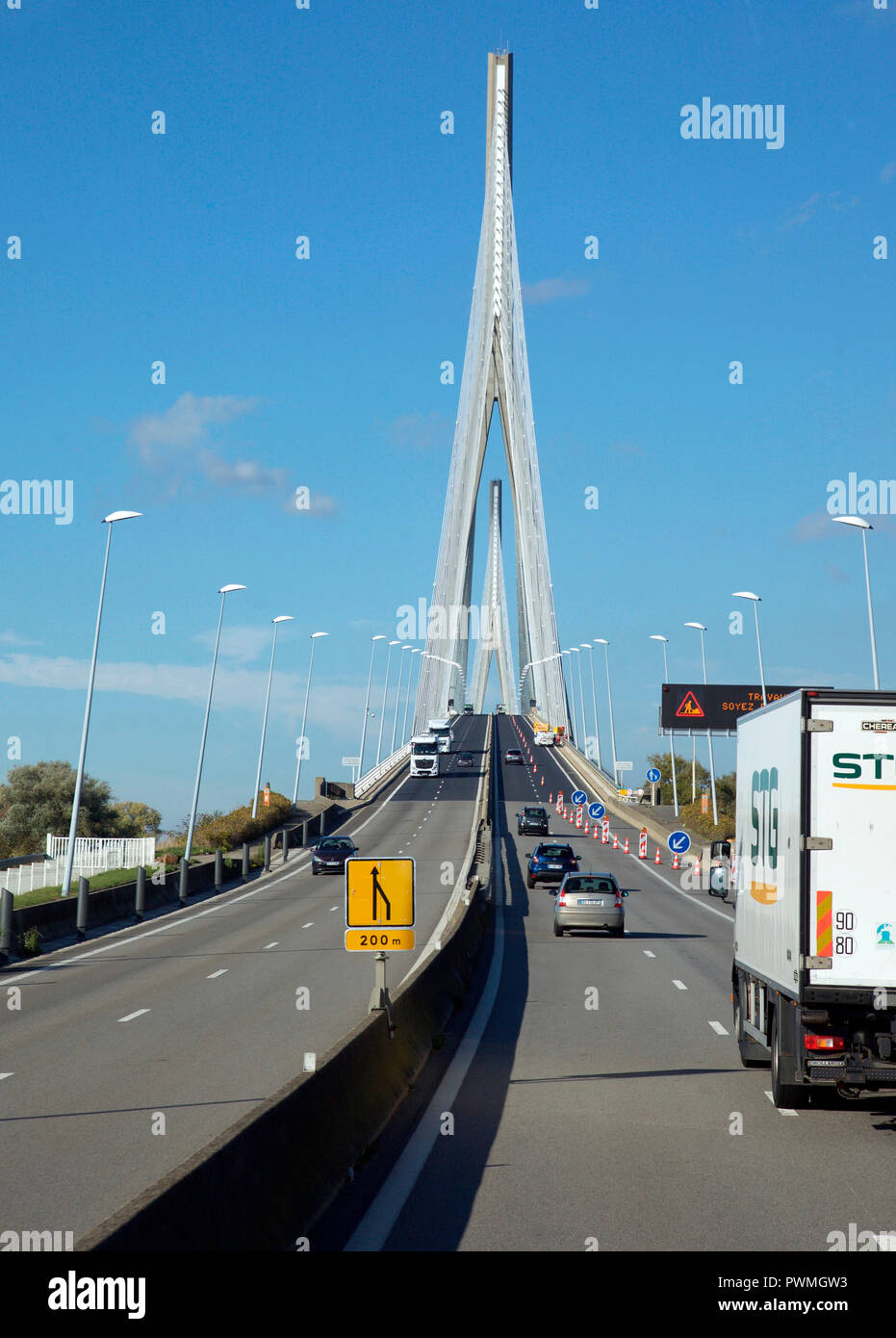 Pont de Normandie sur la Seine, en Normandie Banque D'Images