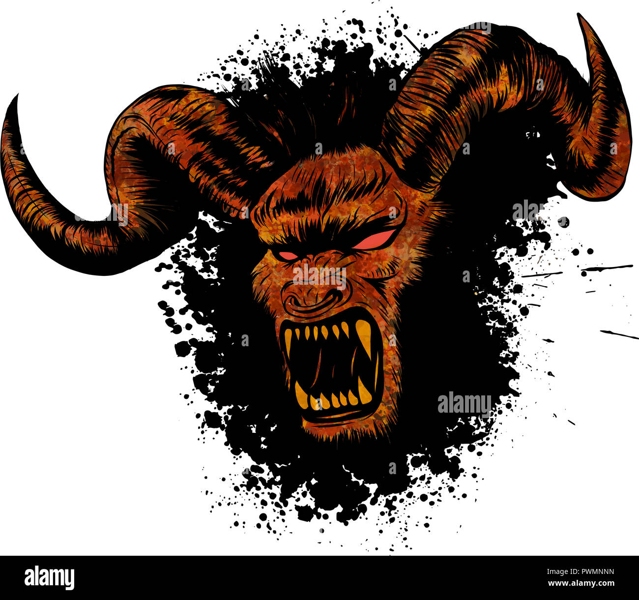 Illustration du démon diabolik evil face tattoo Banque D'Images