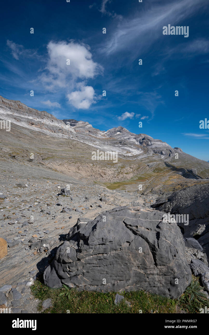 Sur le massif du Monte Perdido, Parc National d'Ordesa et Monte Perdido, Torla, vallée d'Ordesa, la province d'Huesca, Aragón Pyrénées, Aragon, Espagne, Union européenne Banque D'Images