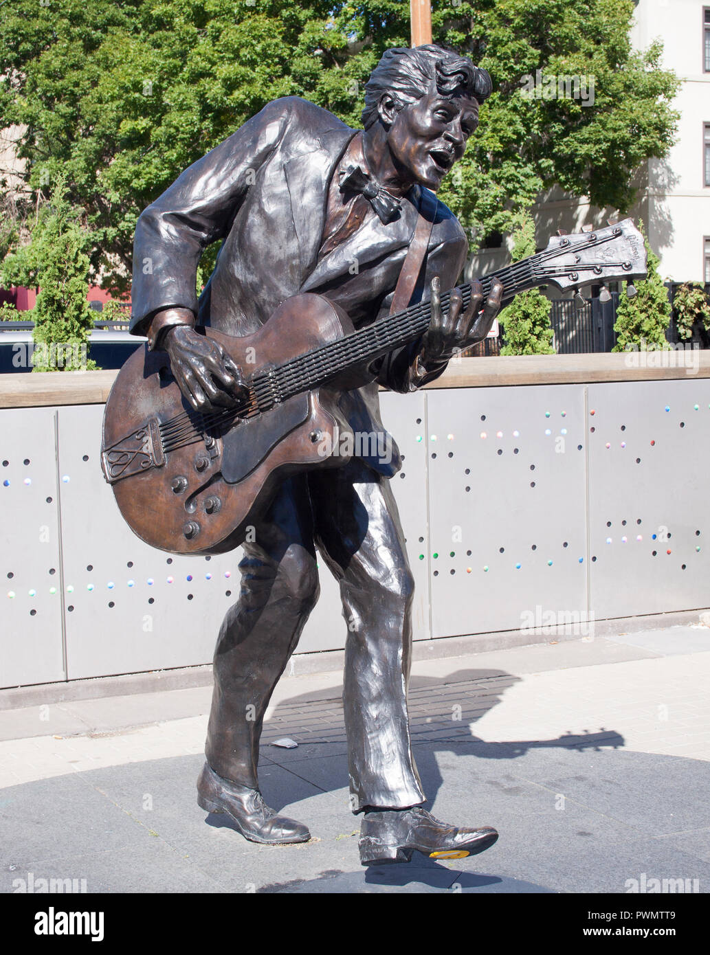 Statue de Chuck Berry à Saint Louis, Missouri Banque D'Images