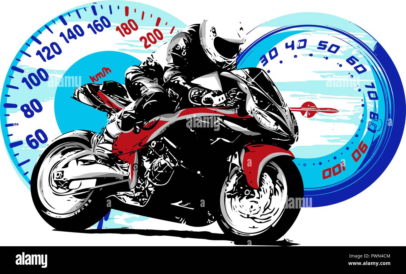 Un motard, abstract vector silhouette. La course moto route Illustration de Vecteur