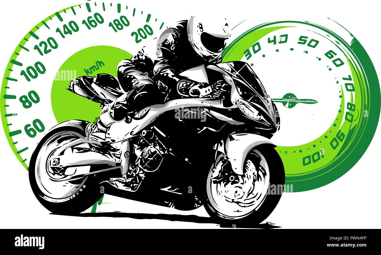 Un motard, abstract vector silhouette. La course moto route Illustration de Vecteur