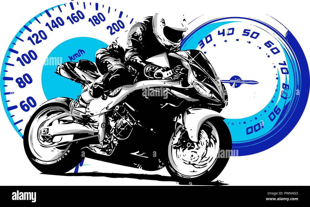 Un motard, abstract vector silhouette. La course moto route Illustration de Vecteur