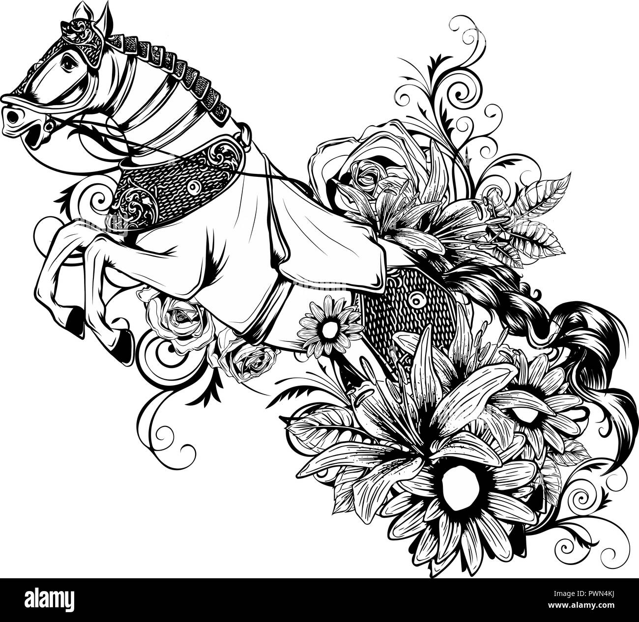 Vector illustration de Silhouette de cheval de course dans le fond blanc Illustration de Vecteur