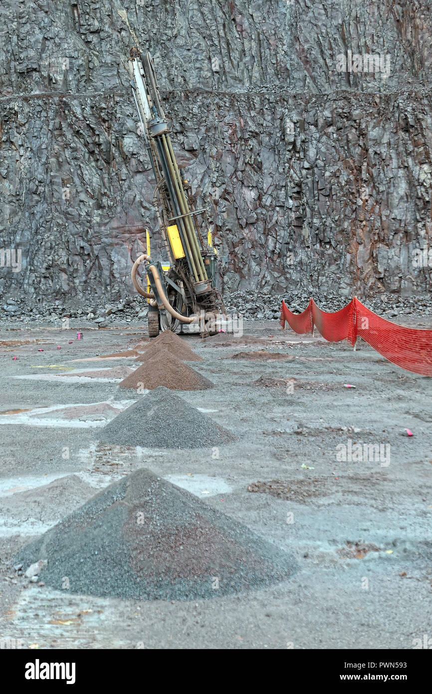 Dans un foreur de mine de porphyre. carrière outils industriels. Banque D'Images