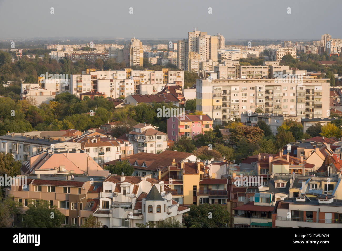 Appartements dans le quartier verdoyant de Plovdiv, Bulgarie Banque D'Images