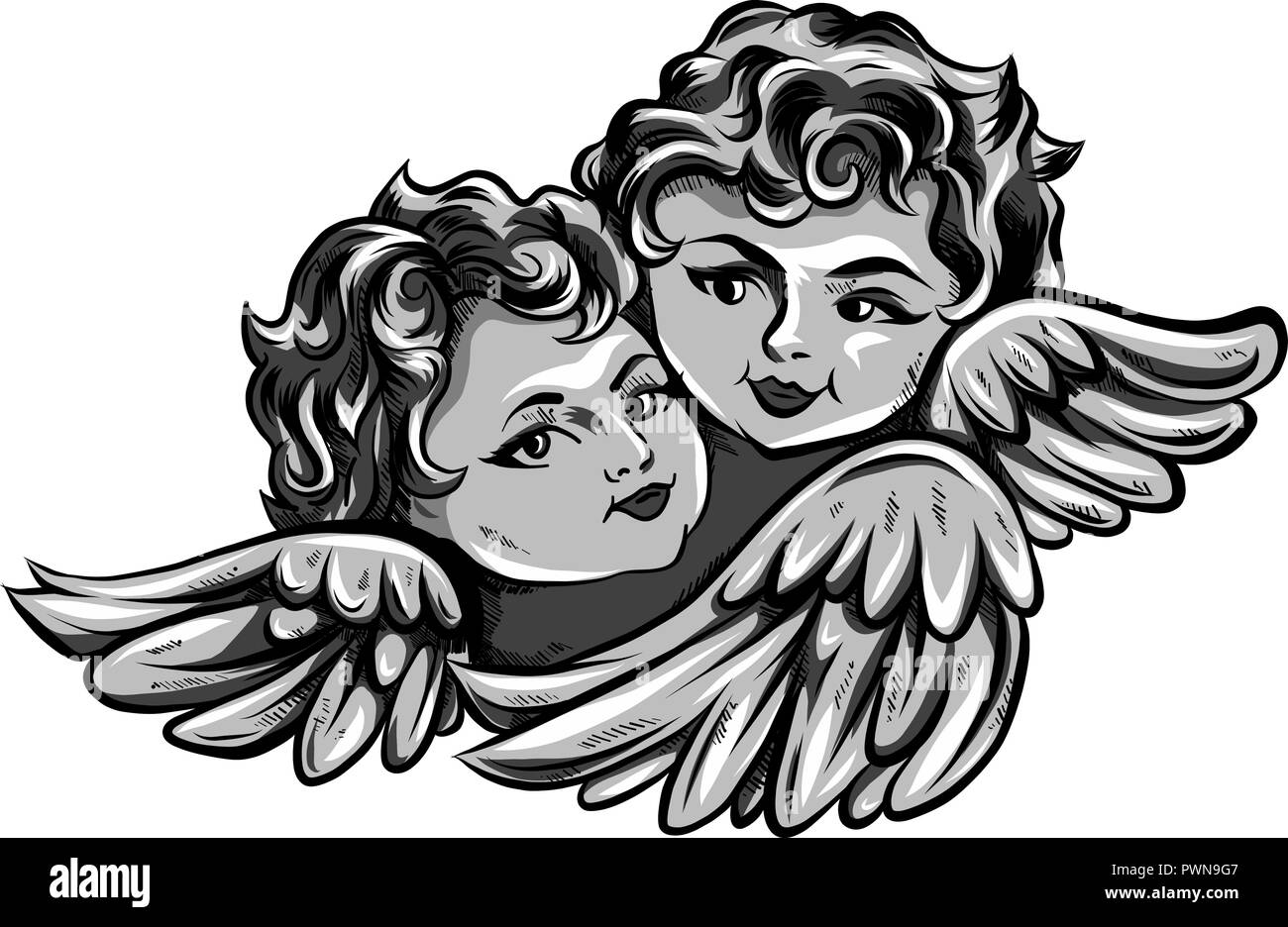 Vector illustration of flying angel ou Cupidon Illustration de Vecteur