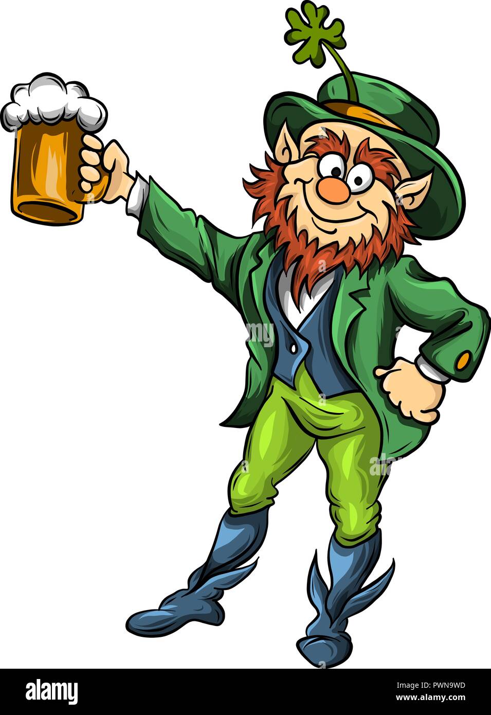 Lutin elf vecteur avec de la bière pour la Saint Patrick s jour Illustration de Vecteur