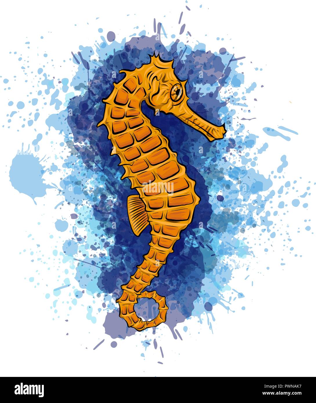 Vector illustration Aquarelle seahorse dans le fond blanc Illustration de Vecteur
