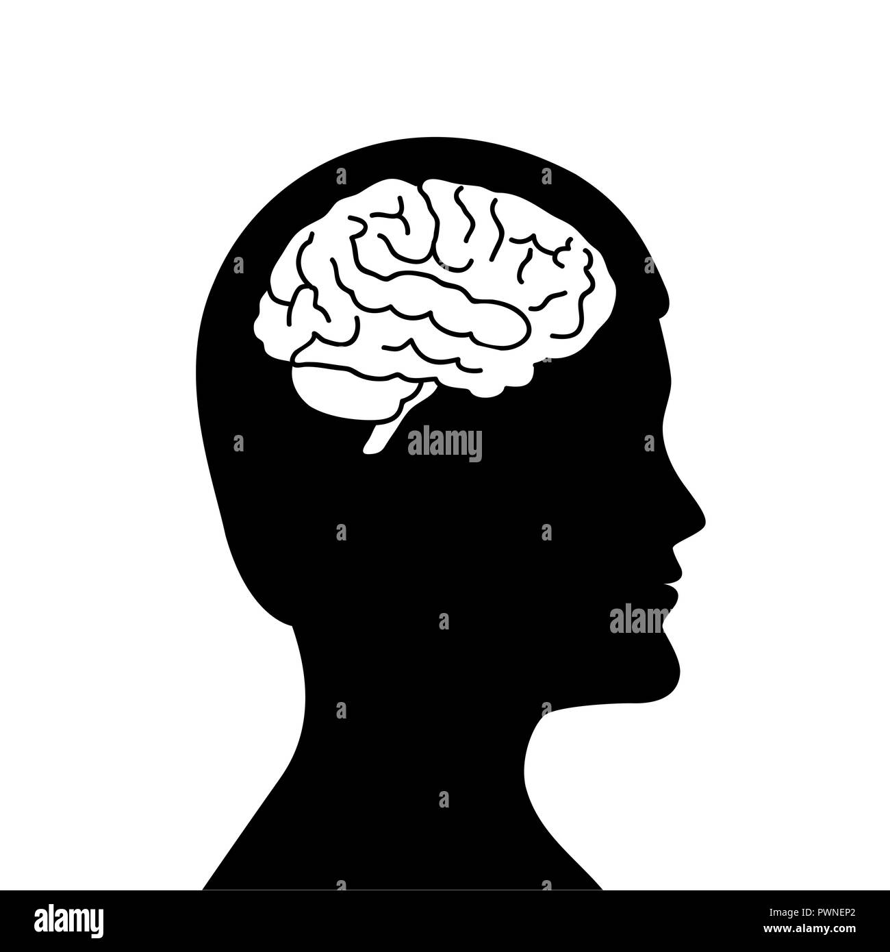 L'homme isolé du cerveau avec symbole silhouette vector illustration EPS10 Illustration de Vecteur