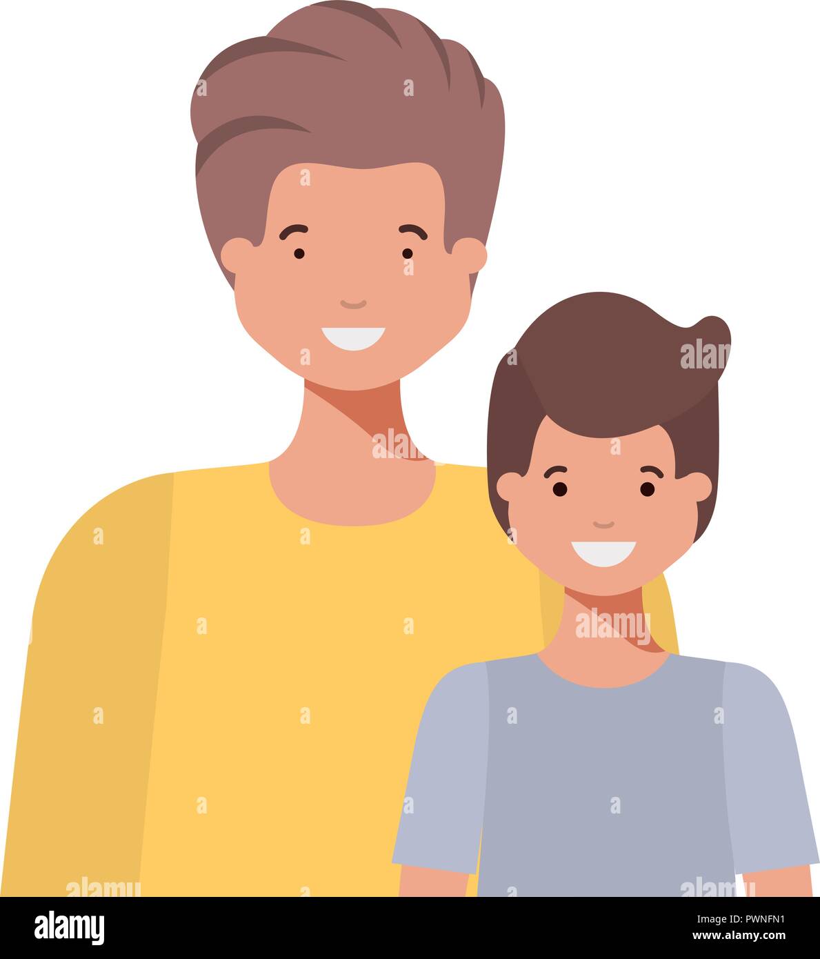 Le père avec son fils souriant caractère avatar Illustration de Vecteur