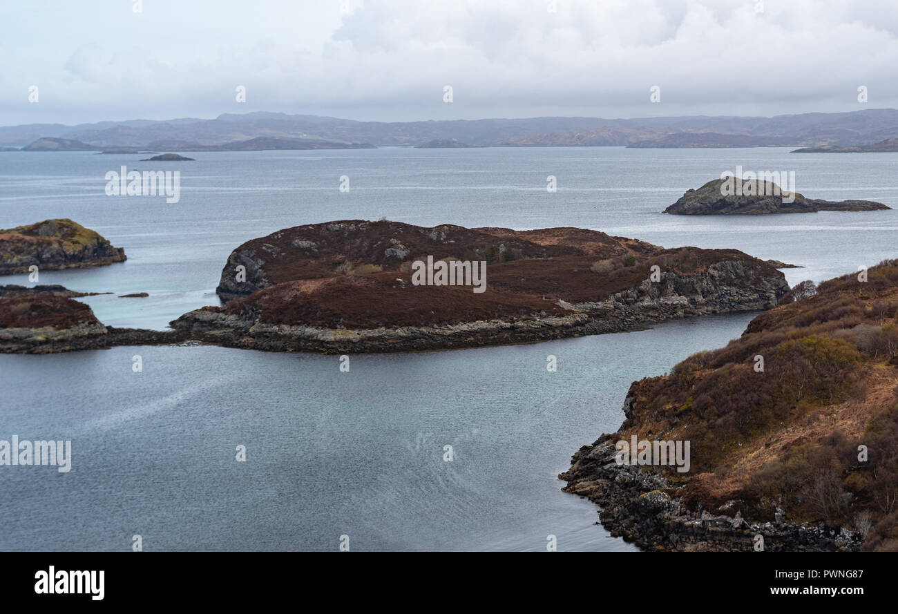 Îles de la baie de Drumbeg, Sutherland, Ross-shire, Scotland, UK Banque D'Images