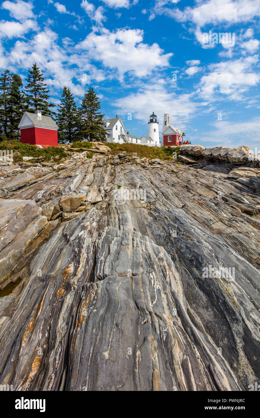 Pemaquid Point Light est une commune phare situé à Bristol, Lincoln County, Maine, à Pemaquid Point Light et se compose de la Fishermen's Banque D'Images