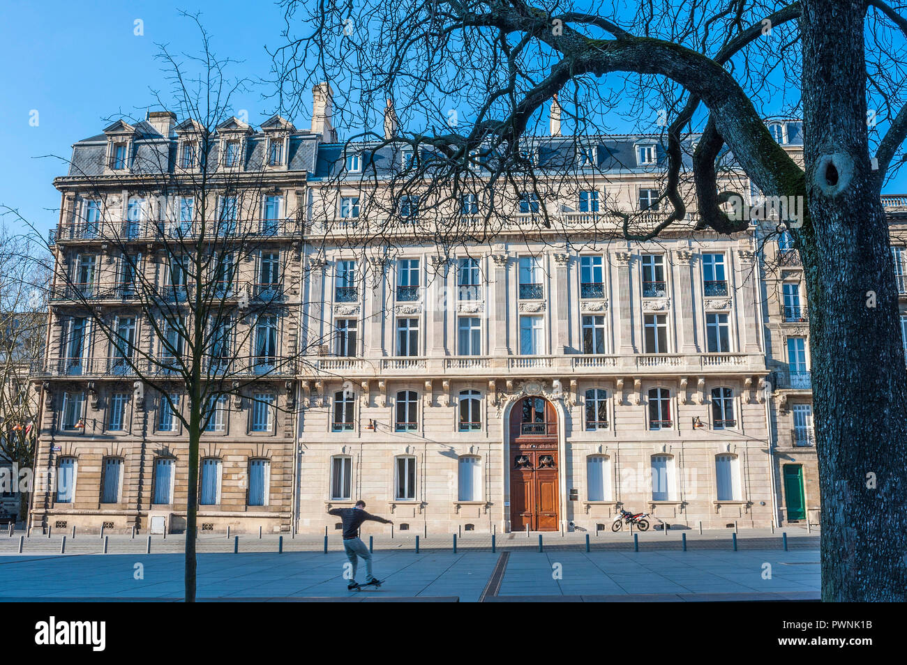 France, Gironde, Bordeaux, l'Hôtel de Ville quartier, Place Pey Berland (patrimoine mondial de l'UNESCO) Banque D'Images