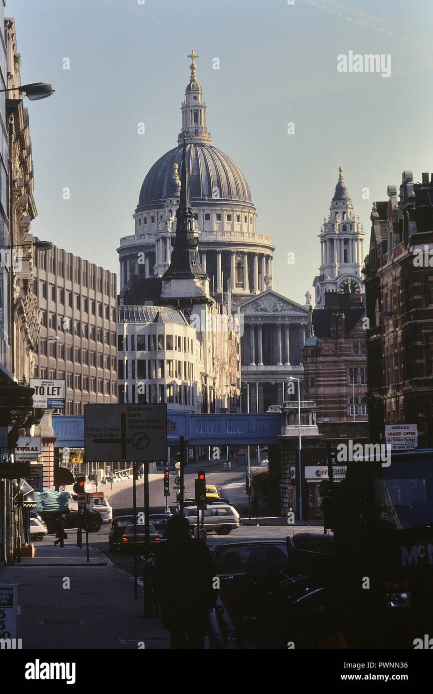 La Cathédrale St Paul de Fleet Street, Londres, Angleterre. c.1980's Banque D'Images