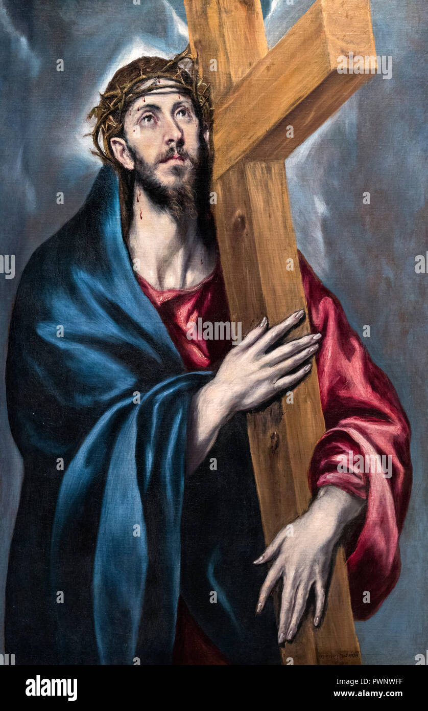 Le Christ portant la croix par El Greco, Domenikos Theotokopoulos (1541-1614), huile sur toile, c.1590-95 Banque D'Images
