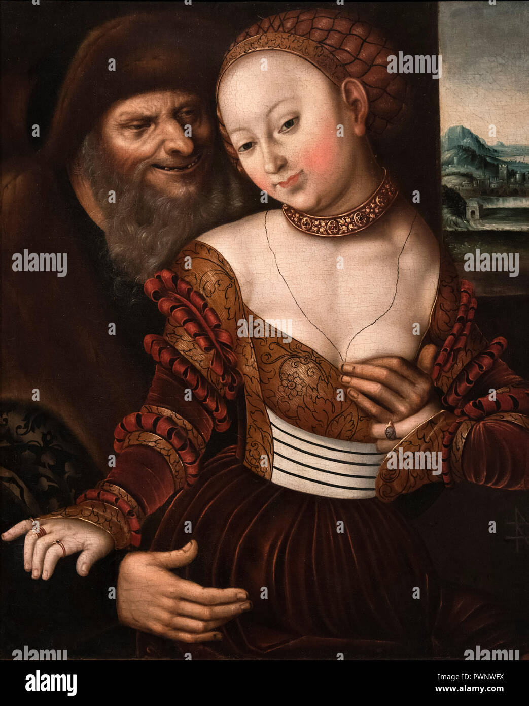 Le couple mal assorti par Lucas Cranach le Vieux (1472-1553), c.1520-1550 Banque D'Images