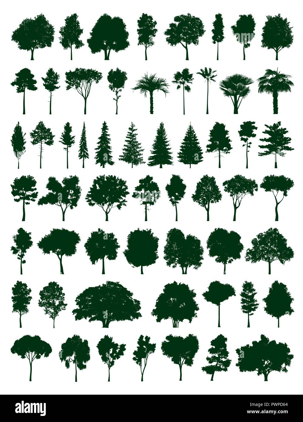 Big vector set de silhouettes d'arbres pour votre projet Illustration de Vecteur