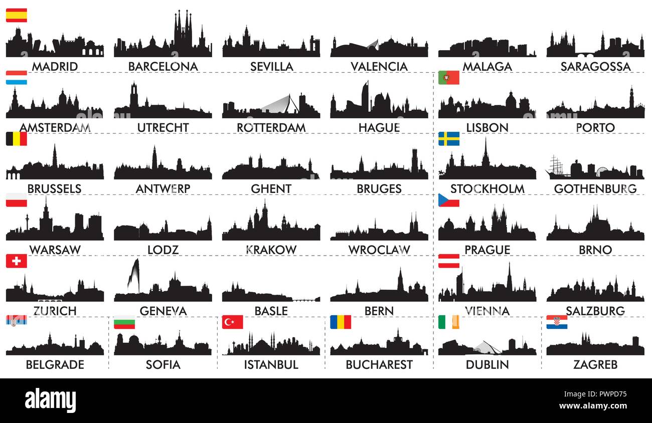 Skyline Ville Pays européens pour votre conception Illustration de Vecteur