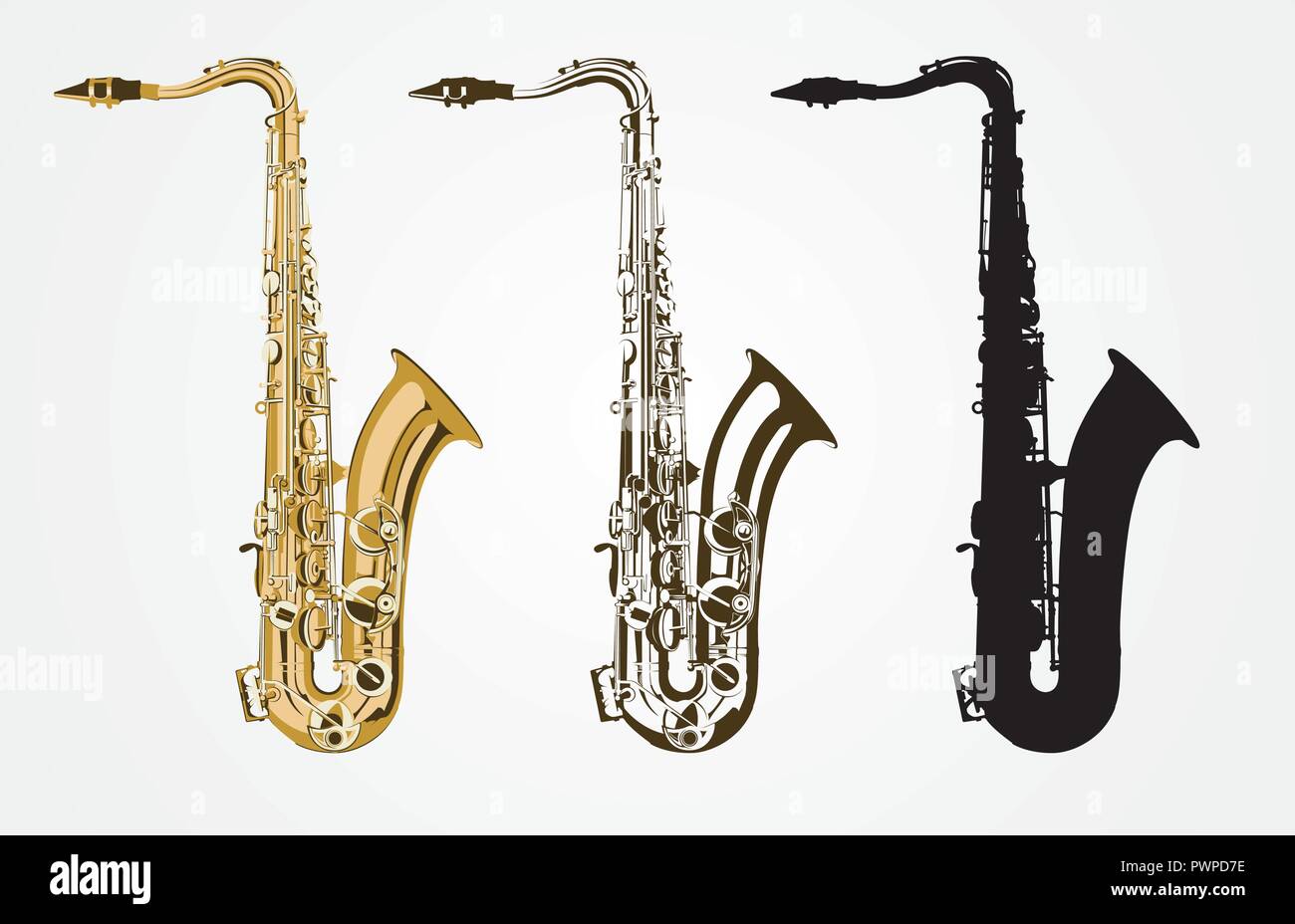 Saxophone classique de modèle pour votre conception d'illustration vectorielle Illustration de Vecteur