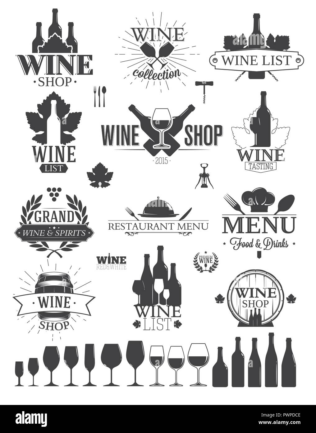 Les étiquettes de vin et les logos de modèle pour la conception de votre logo Illustration de Vecteur