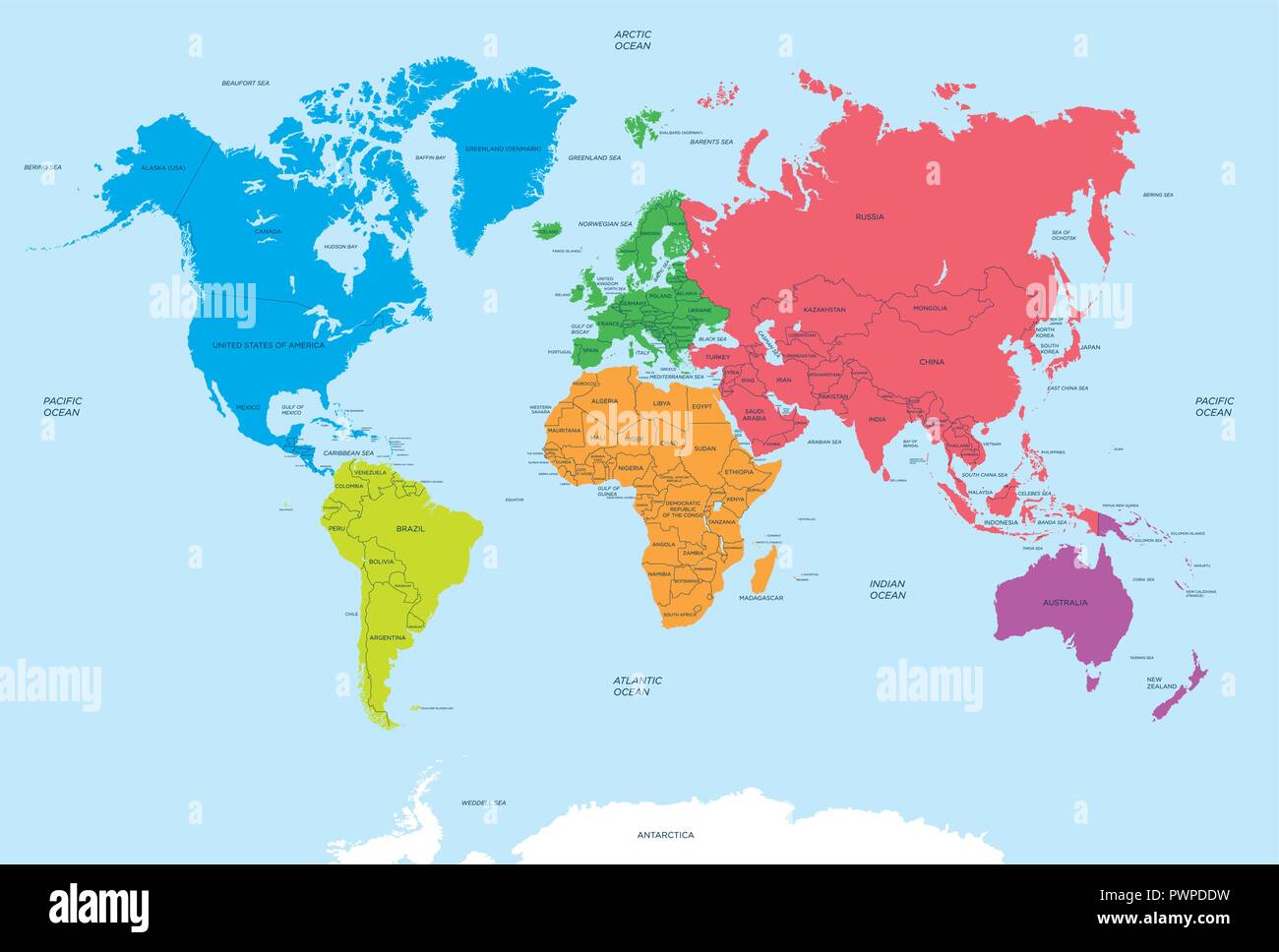 Continents Du Monde Et Une Carte Politique Pour Votre