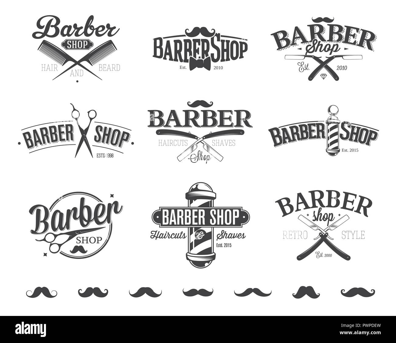 Emblèmes Barber Shop typographiques modèle pour la conception de votre logo Illustration de Vecteur Emblèmes Barber Shop typographiques modèle pour la conception de votre logo Illustration de Vecteur