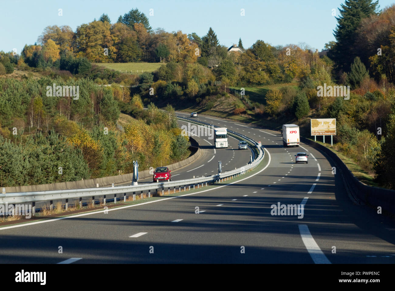 La France, l'autoroute A20. Banque D'Images