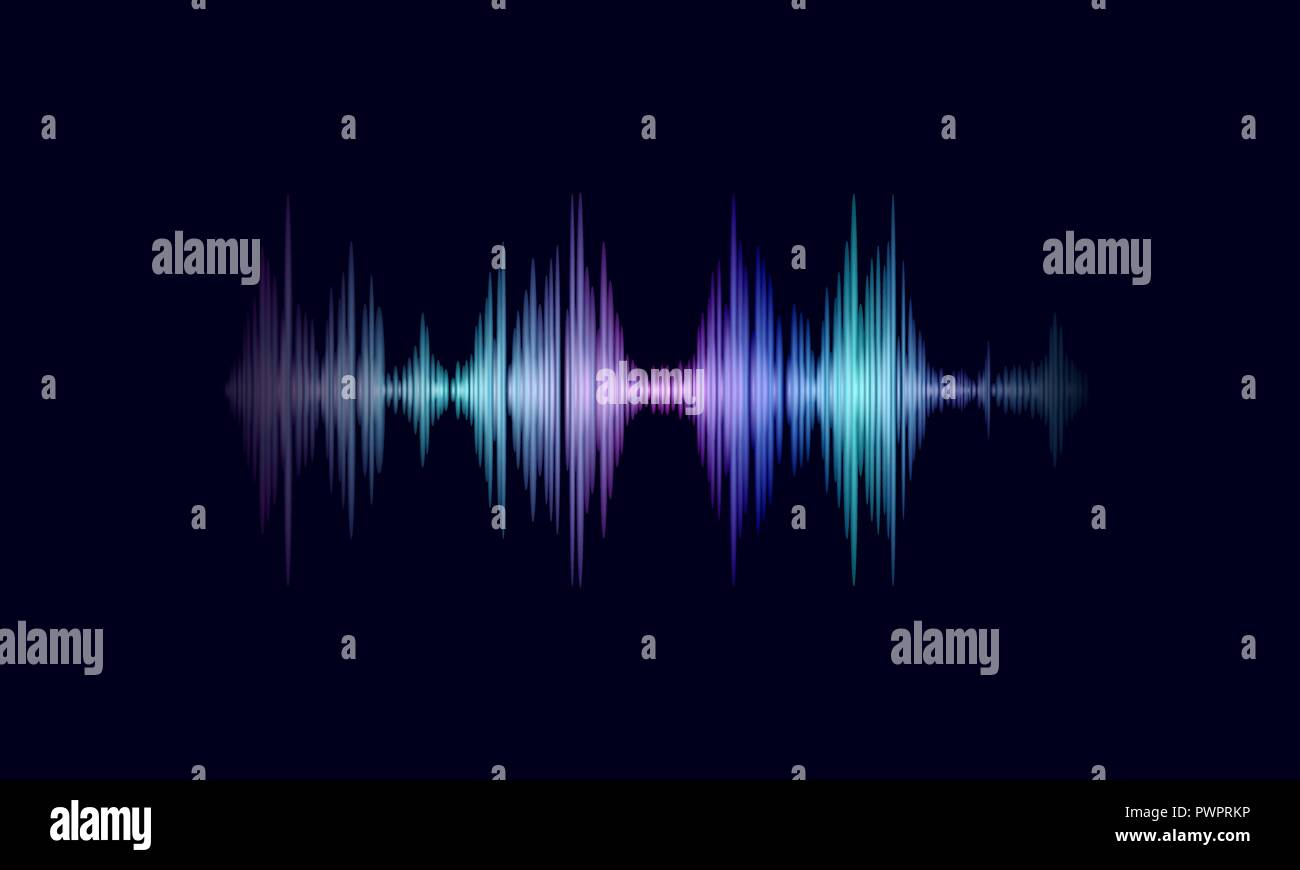 Sound Wave glowing colorées oscillant de la musique. La technologie de reconnaissance de l'assistant vocal d'onde. Égaliseur audio digital computer concept vector illustration Illustration de Vecteur