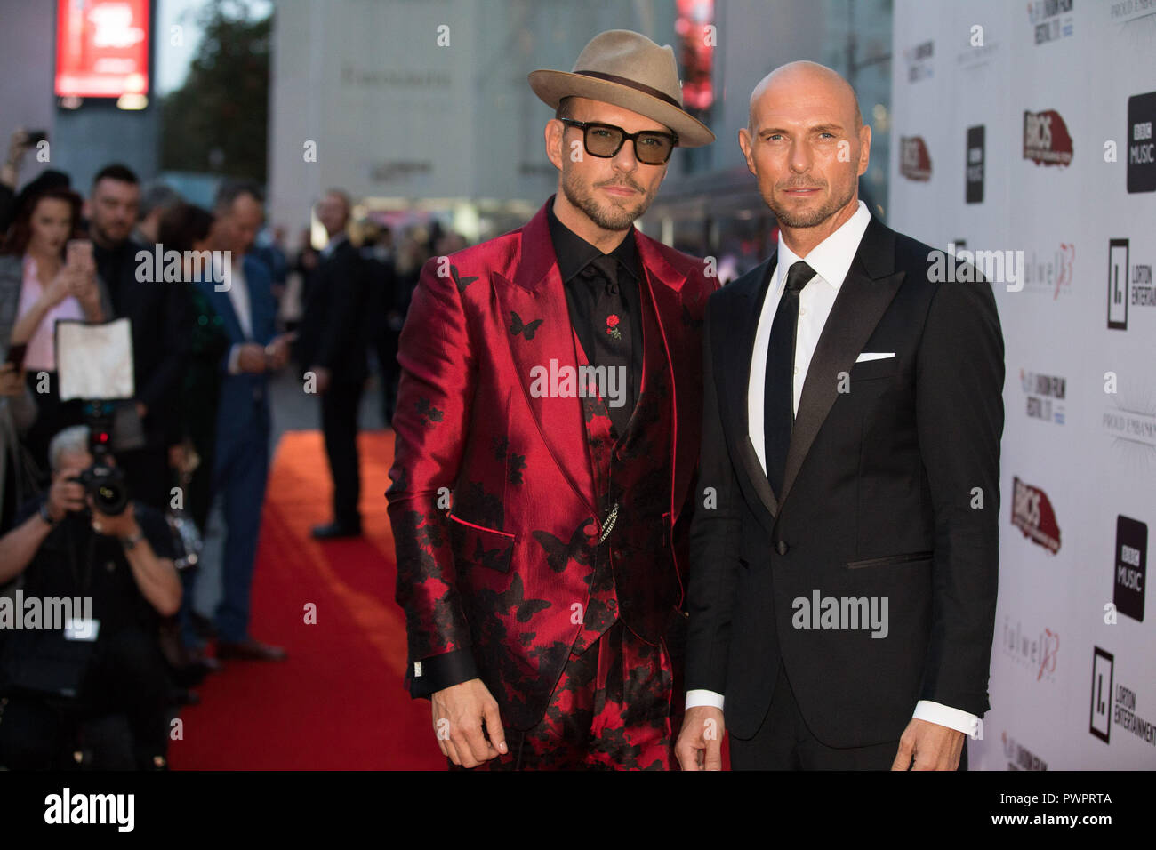 Matt et Luke Goss arrive à la première UK de après les Cris s'arrête à la BFI Southbank pour la 62e session de BFI London Film Festival. Banque D'Images