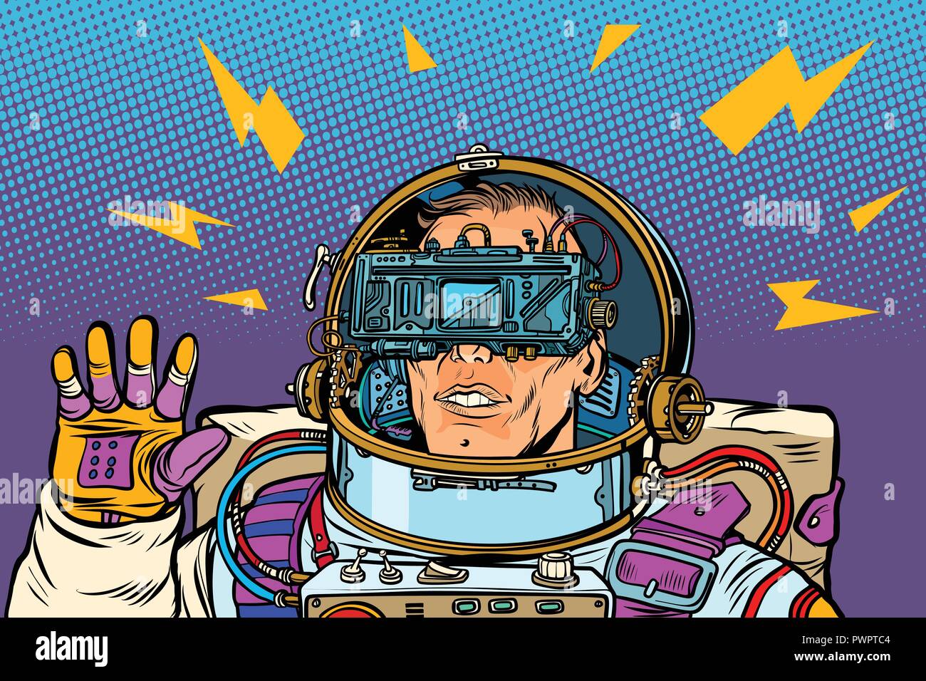 Astronaute en réalité virtuelle, lunettes vr Illustration de Vecteur
